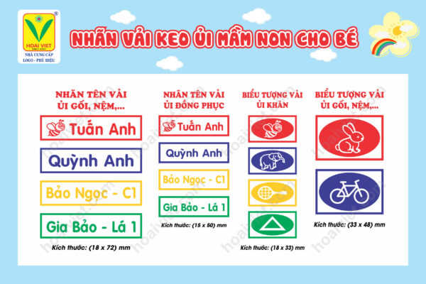 Nhãn vải keo ủi mầm non cho bé