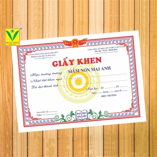 Giấy khen mầm non 11