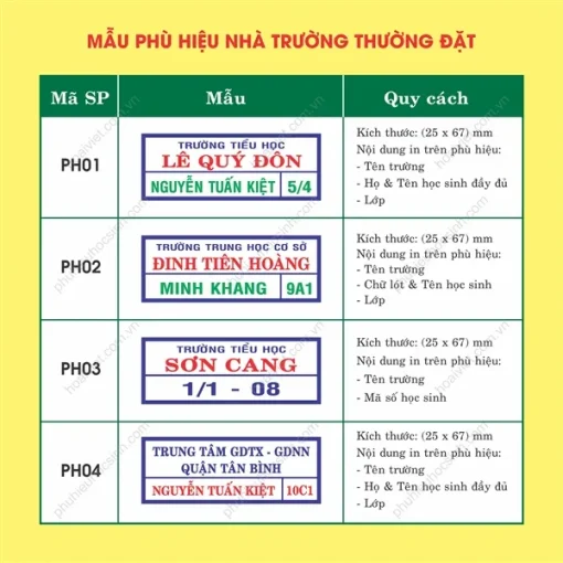 Mẫu phù hiệu nhà trường thường đặt