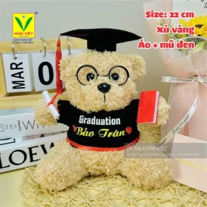 Gấu bông tốt nghiệp in logo trường, thiết kế riêng làm kỷ niệm