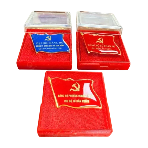 Huy Hiệu Đảng 5 Sản phẩm huy hiệu và logo cài áo được đóng hộp lịch sự, trang trọng