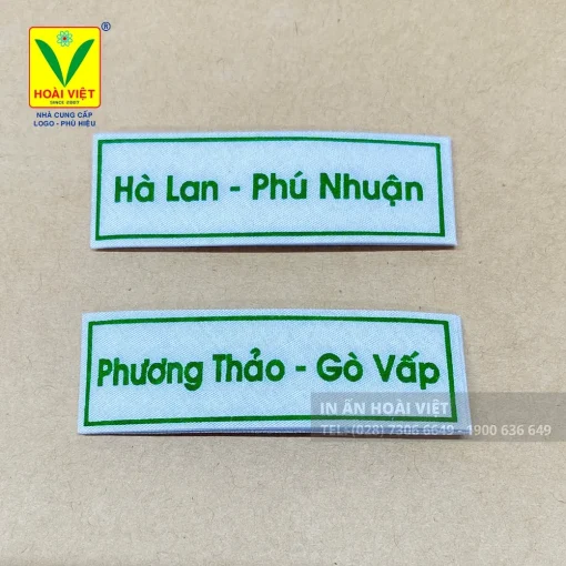 Nhãn Tên Vải Ủi 6 Bảng nhãn vải in sẵn tên từng học sinh lớp mầm non chuẩn bị dán lên quần áo