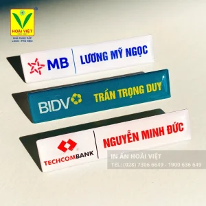 Thẻ tên inox 304 đeo áo thiết kế theo nhận diện thương hiệu công ty